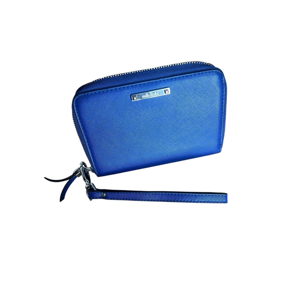 Stella & Dot Chelsea Tech Wallet Zip Around Clutch Cobalt Blue 6 x 4 Inch Vegan